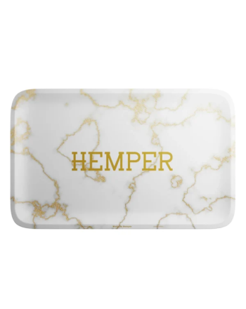 Buy Hemper Luxury Marble White/Gold Rolling Tray Funcaps