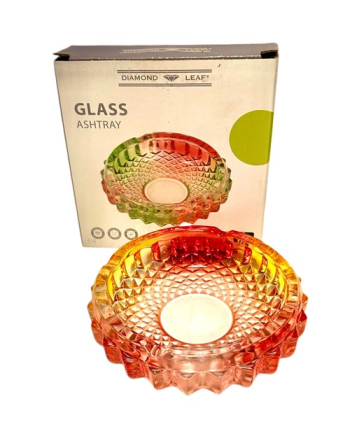Buy Diamond Leaf Glass Ashtray Green/Red Funcaps