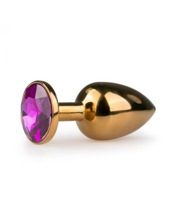 Gold Colored Butt Plug With Round Pink Stone