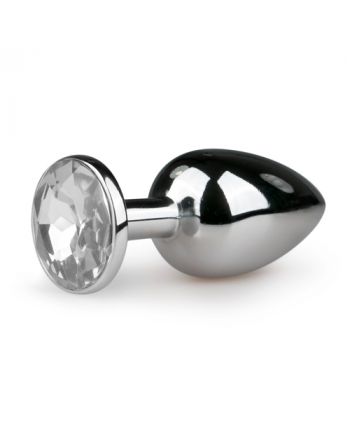 Metal butt plug with transparent diamond